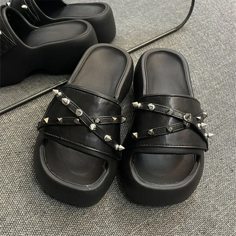 Meter Platform Stud Slide Slippers For Women's EVA Summer Squashy And Bouncy Feeling Slippers Shoes-3
