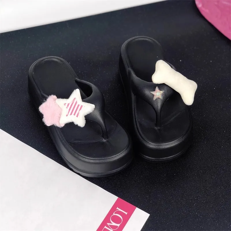 Meter Trendy Minimalist Thick Soled Flip Flops For Women's, Summer, Platform Chic Outerwear With Ankle Strap Sandals-4