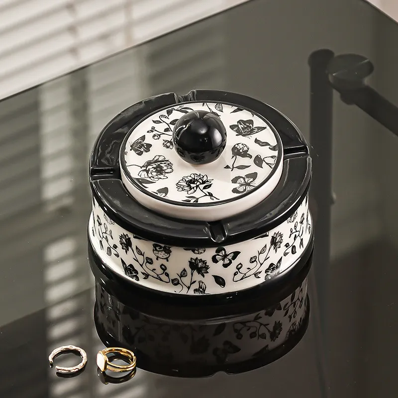 Meter Ceramic Ashtrays Black White-1