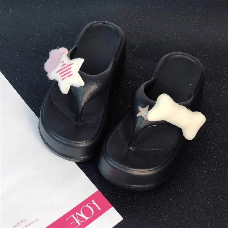 Meter Trendy Minimalist Thick Soled Flip Flops For Women's, Summer, Platform Chic Outerwear With Ankle Strap Sandals-3