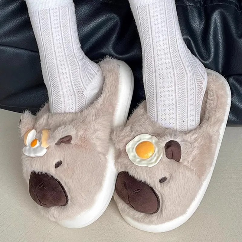 Meter Ugly Cute Bear Closed Toe Slippers For Women's Fall And Winter Comfortable Soft Sole Thickened Warm Home Slippers-7