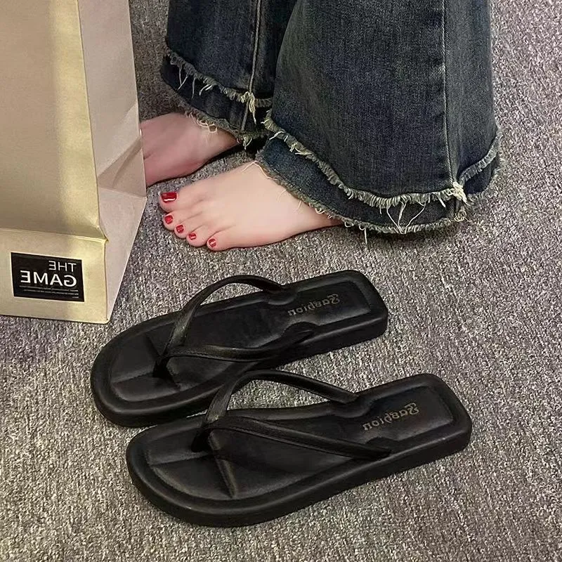 Meter Minimalist Style Comfortable Flip Flops, Summer Ankle Strap Slippers, Versatile Flat Toe Slipper-3