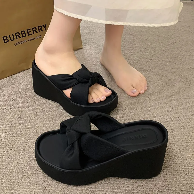 Meter Platform High Heel Slippers For Women's Summer Petite With Skirt, Perfect For Home Use-2