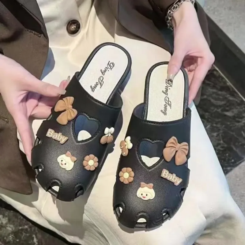 Meter Half Covered Slippers Summer Anti Collision Home Slip Resistant Soft Sole Students Cartoon Lazy Mules Shoes-4