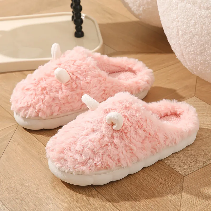 Meter Fleece Slippers For Women's Fall And Winter Home Indoor Use Warm Slip Resistant Plush Cotton Slipper-2
