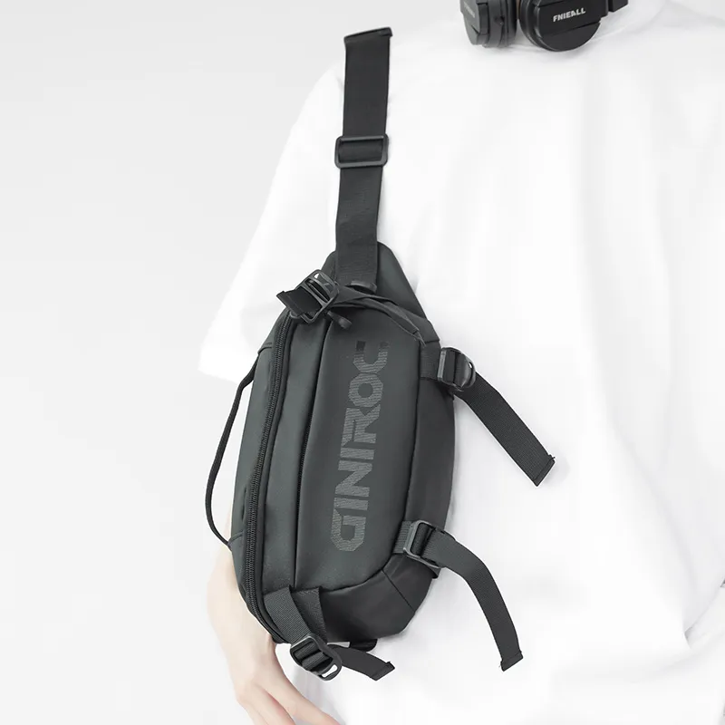 Kaka Tree Nylon Sling Bag Unisex Black/Gray/Blue-2