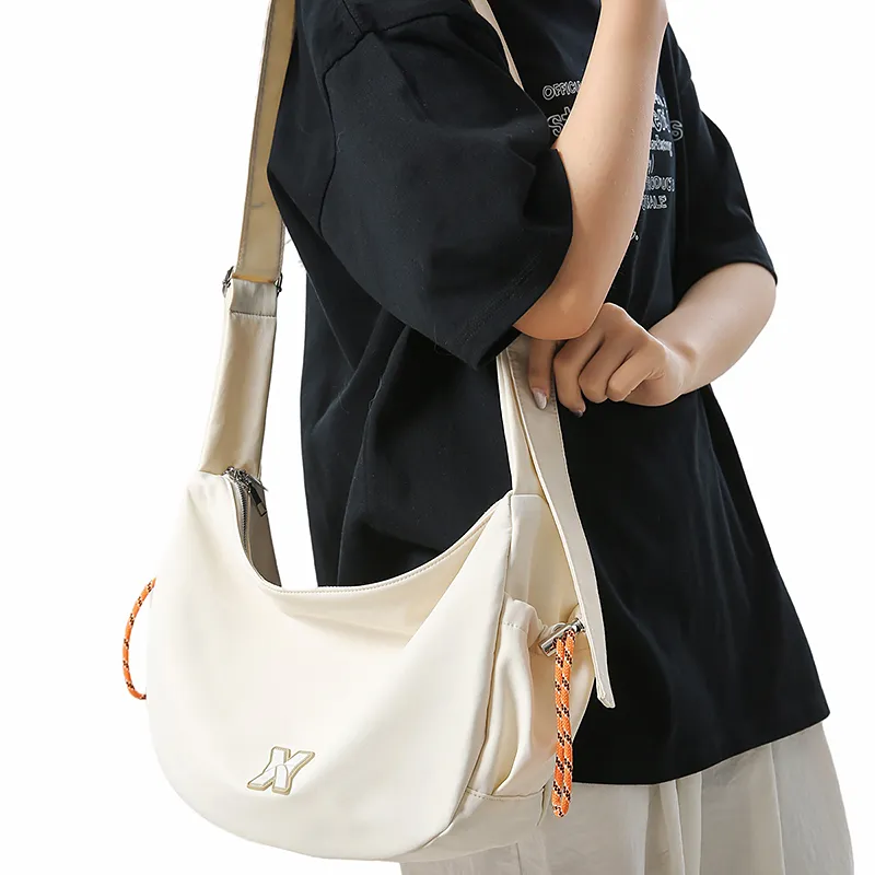 Kaka Tree Nylon Shoulder Bag, Crossbody Bag Unisex Black/Khaki/White/Blue-7