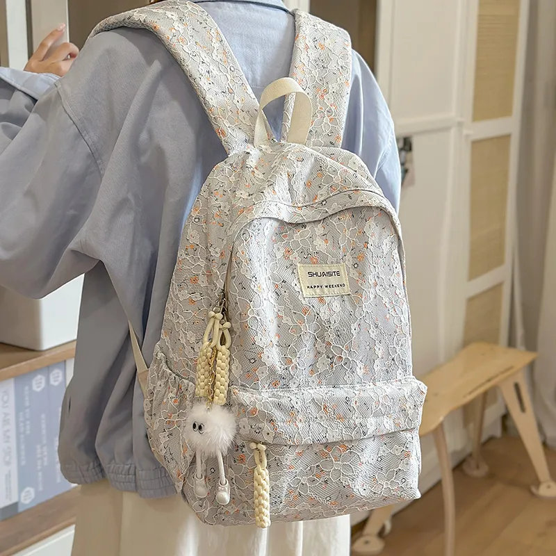 Kaka Tree Polyester Backpack Regular Unisex Gray/Black/White-10