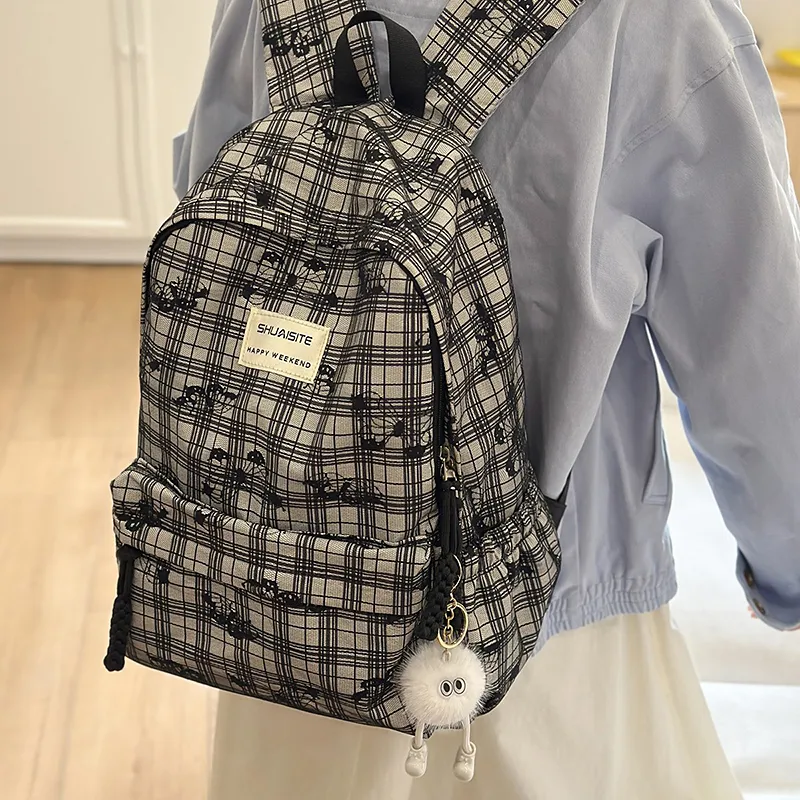 Kaka Tree Polyester Backpack Regular Unisex Gray/Black/White-6