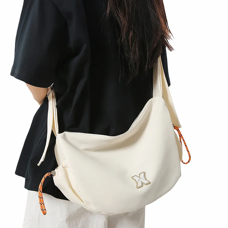 Kaka Tree Nylon Shoulder Bag, Crossbody Bag Unisex Black/Khaki/White/Blue-8