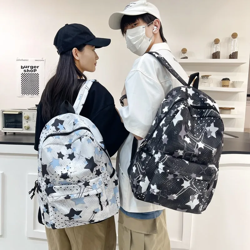 Kaka Tree Nylon Backpack Unisex Black/Yellow/Blue/Green/Pink-1