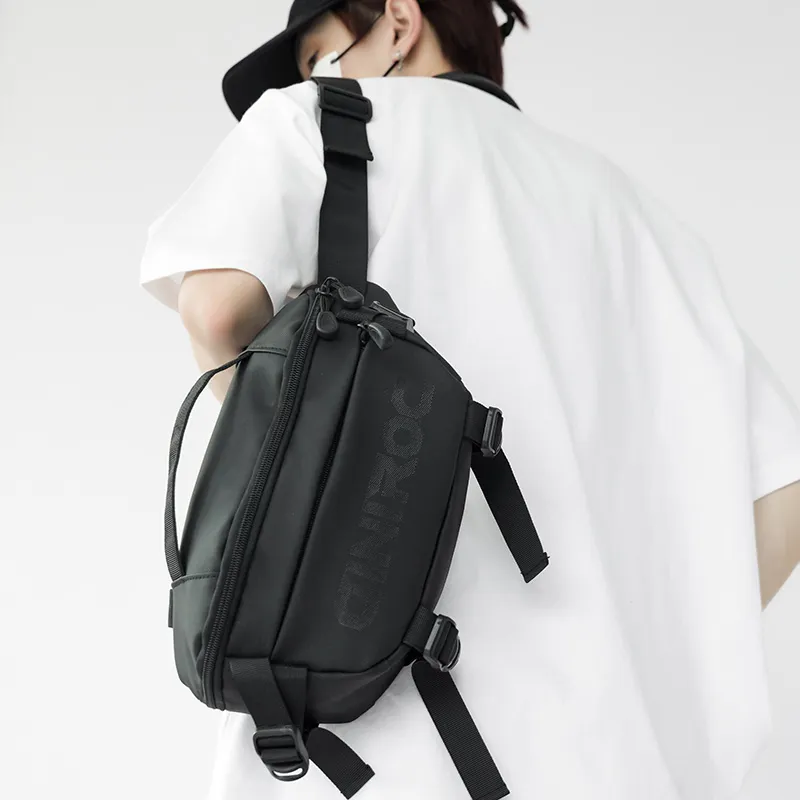 Kaka Tree Nylon Sling Bag Unisex Black/Gray/Blue-4