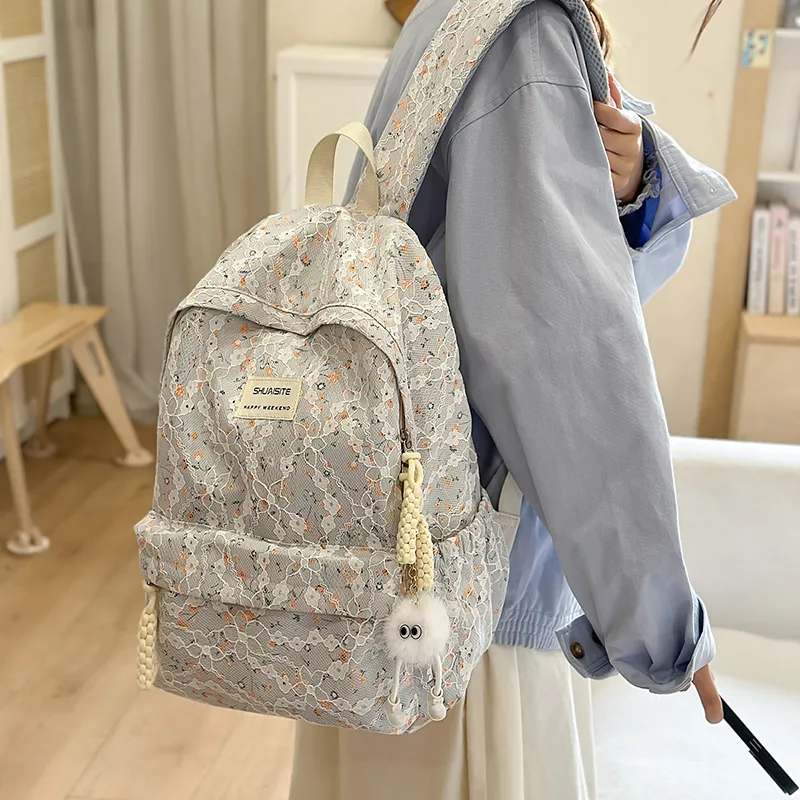 Kaka Tree Polyester Backpack Regular Unisex Gray/Black/White-9