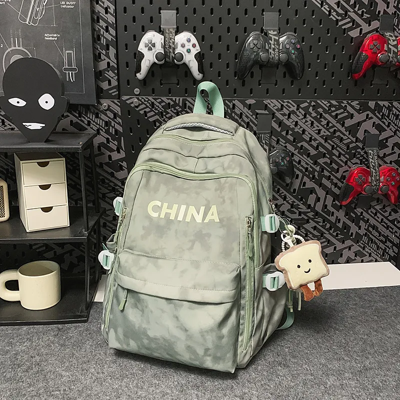 Kaka Tree Nylon Backpack Unisex Ecru/Black/Pink/Red/Green-12