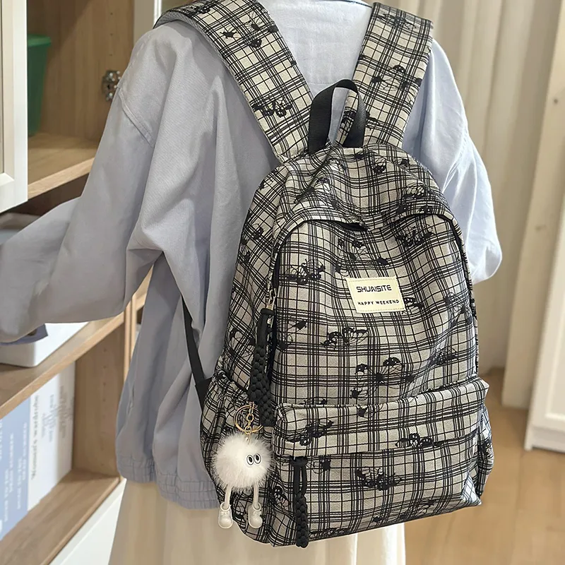 Kaka Tree Polyester Backpack Regular Unisex Gray/Black/White-5