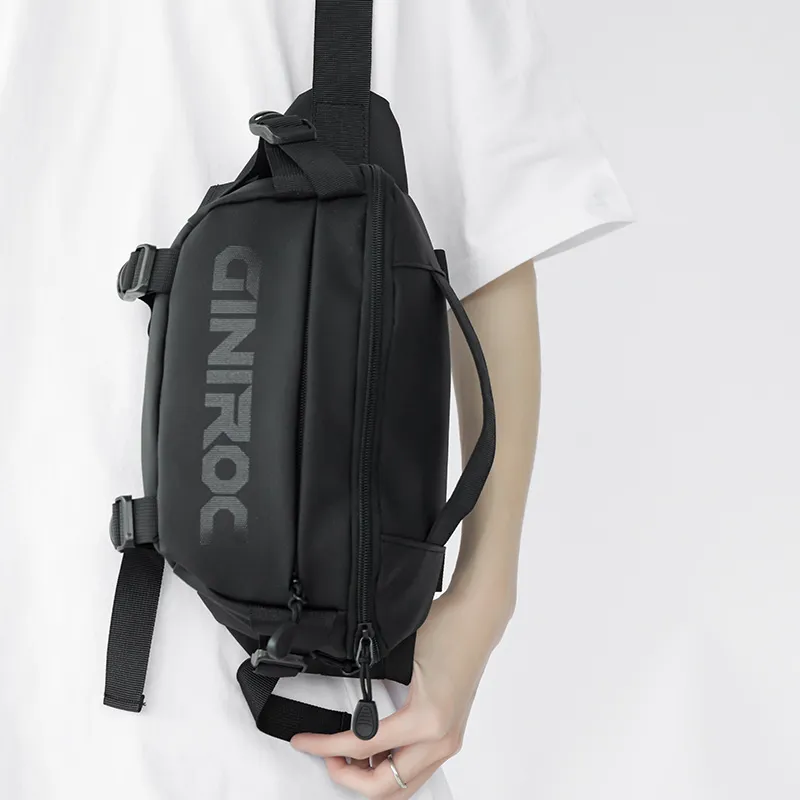 Kaka Tree Nylon Sling Bag Unisex Black/Gray/Blue-3