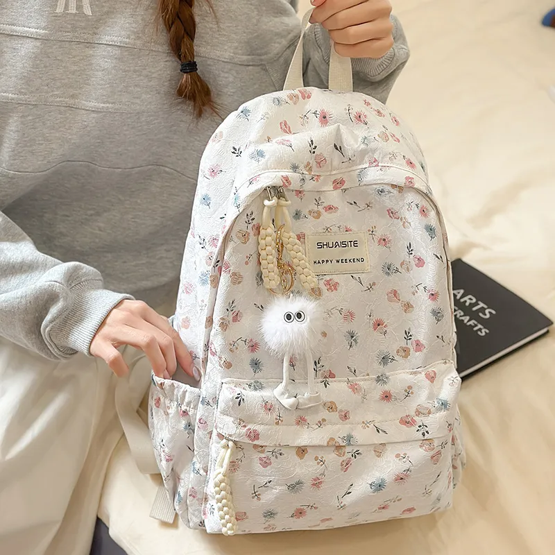 Kaka Tree Polyester Backpack Regular Unisex Gray/Black/White-3