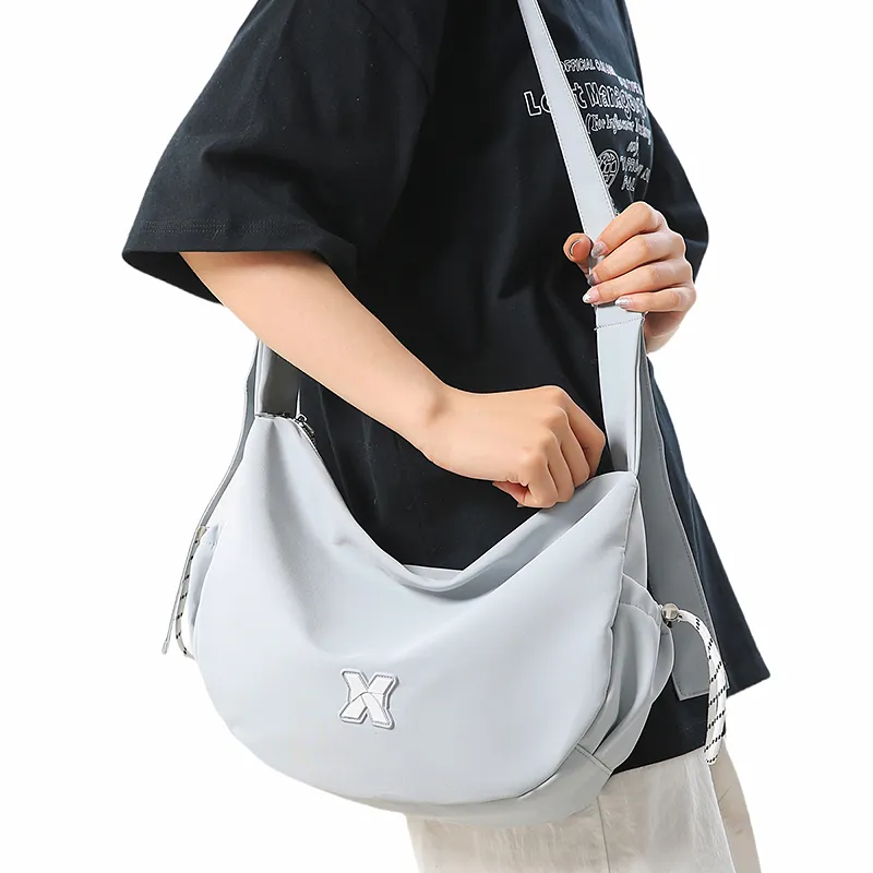 Kaka Tree Nylon Shoulder Bag, Crossbody Bag Unisex Black/Khaki/White/Blue-10