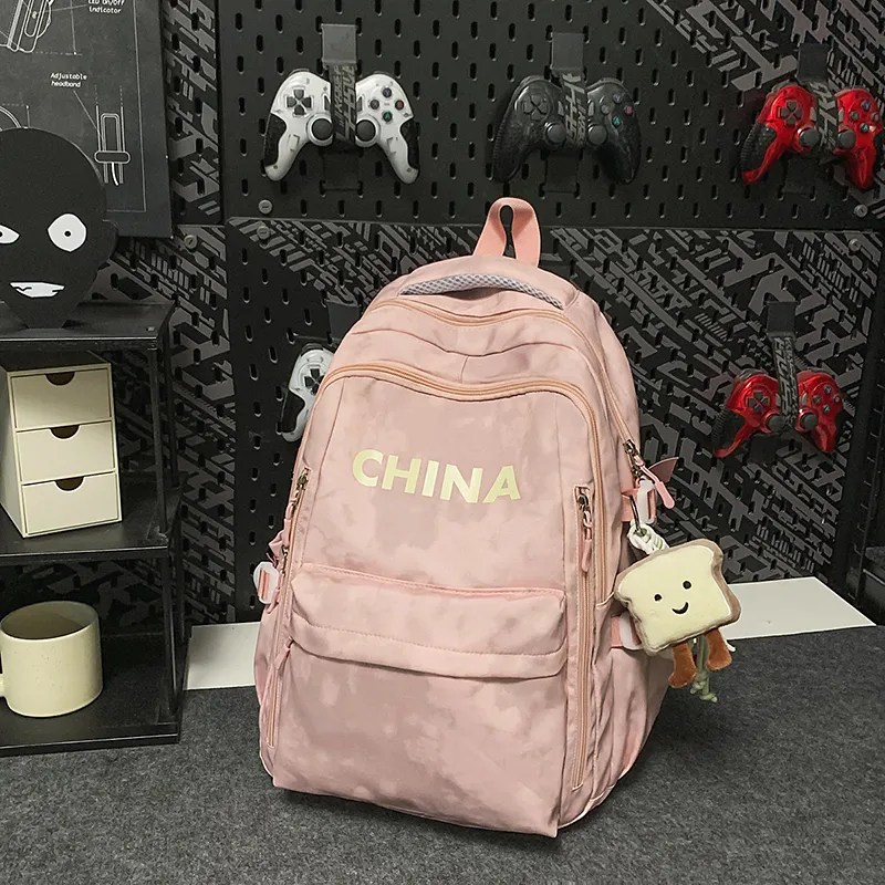Kaka Tree Nylon Backpack Unisex Ecru/Black/Pink/Red/Green-7