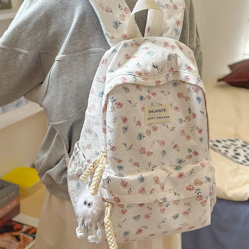 Kaka Tree Polyester Backpack Regular Unisex Gray/Black/White-1
