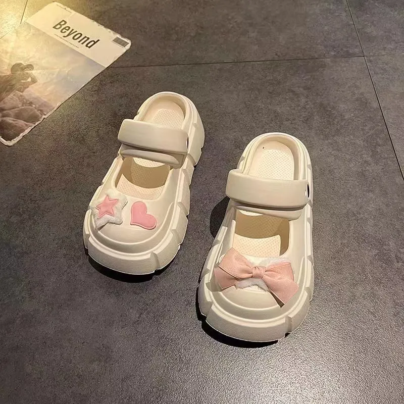 Yunpo Squashy And Bouncy Feeling Women's Summer Bowknot Closed Toe Slippers-1