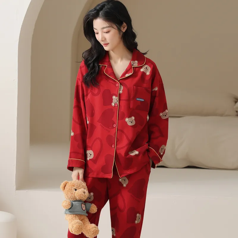 H YXIANG Pajama Set Women's Burgundy-5