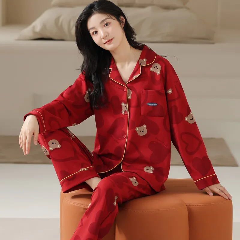H YXIANG Pajama Set Women's Burgundy-3