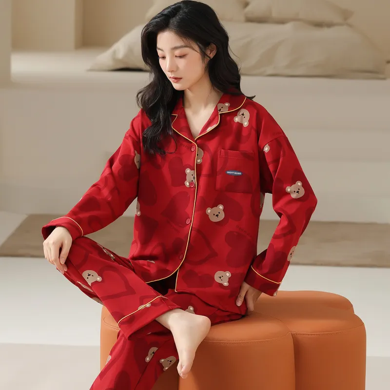 H YXIANG Pajama Set Women's Burgundy-2