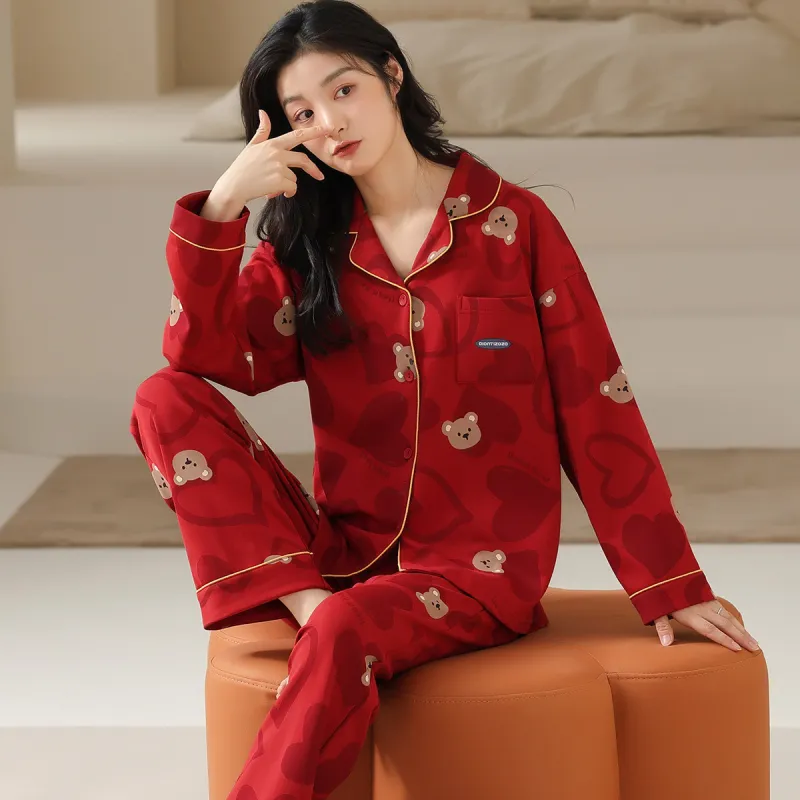 H YXIANG Pajama Set Women's Burgundy-4