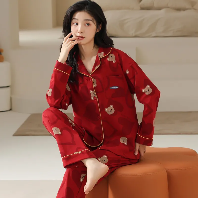 H YXIANG Pajama Set Women's Burgundy-1