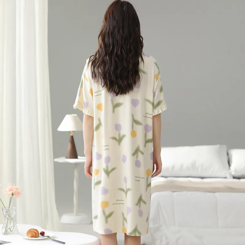 H YXIANG Nightgown Women's Apricot-1