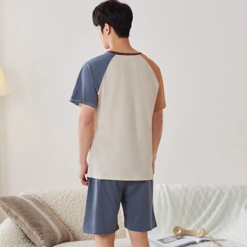 H YXIANG Pajama Set Men's Gray Coffee-1