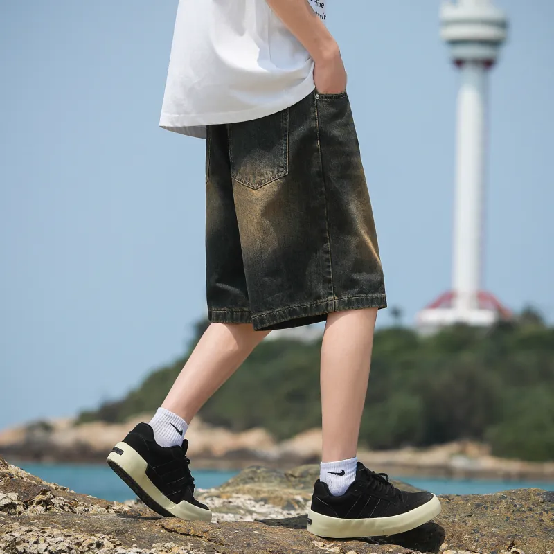 UPZCY Denim Shorts Unisex Nostalgic Blue-2