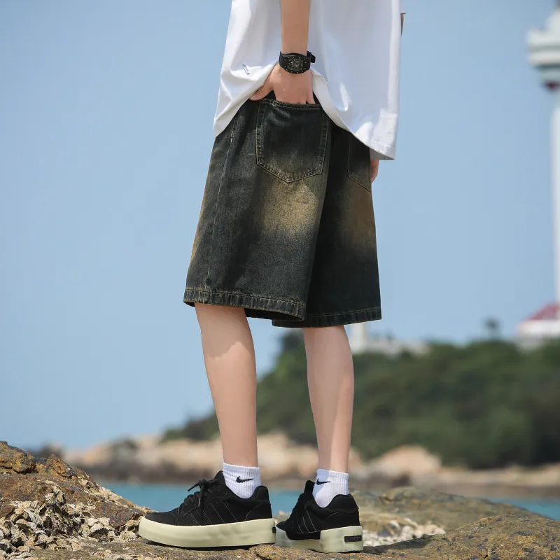 UPZCY Denim Shorts Unisex Nostalgic Blue-5
