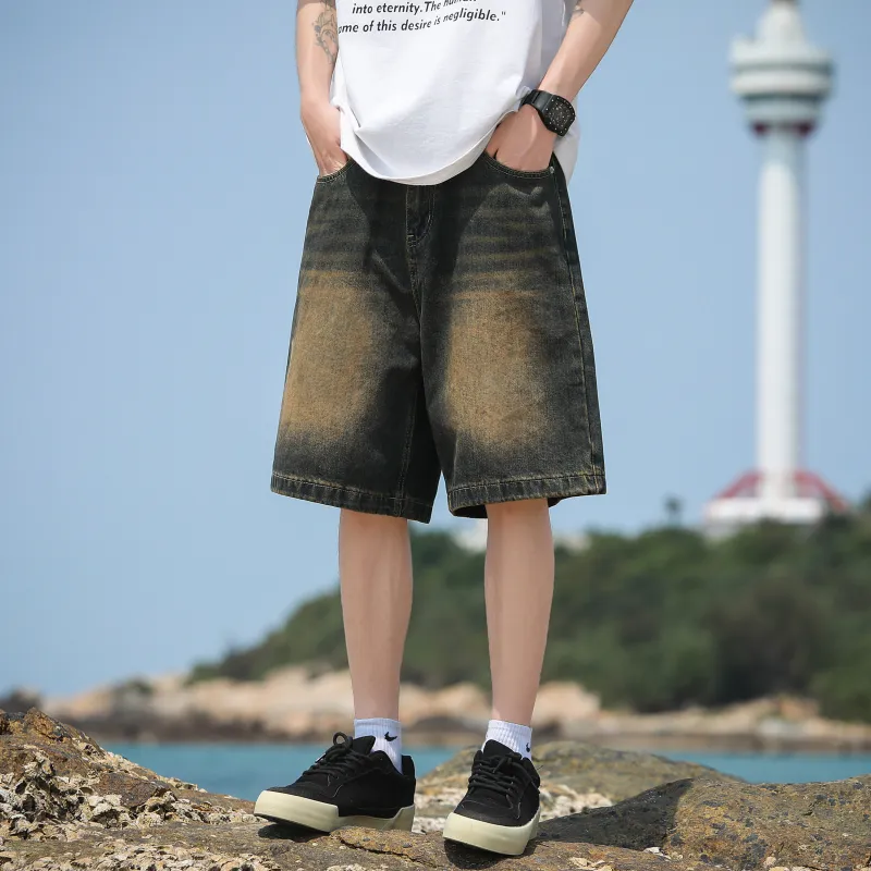 UPZCY Denim Shorts Unisex Nostalgic Blue-3