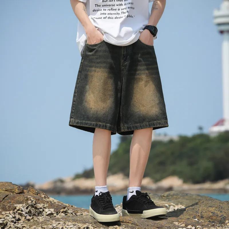 UPZCY Denim Shorts Unisex Nostalgic Blue-4