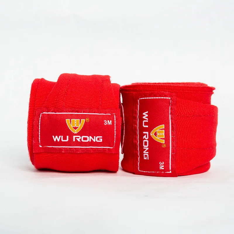 Wurong Boxing Accessories Muay Thai And Boxing Hand Wraps With Wrist Support Unisex 3M Red-1