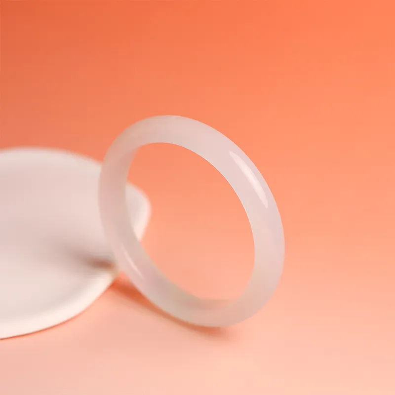 JUPINCUI Agate White Moonlight, Litchi Pulp Jelly, New Chinese Style Bangle, Perfect Accessory For Commute Wear Unisex-1