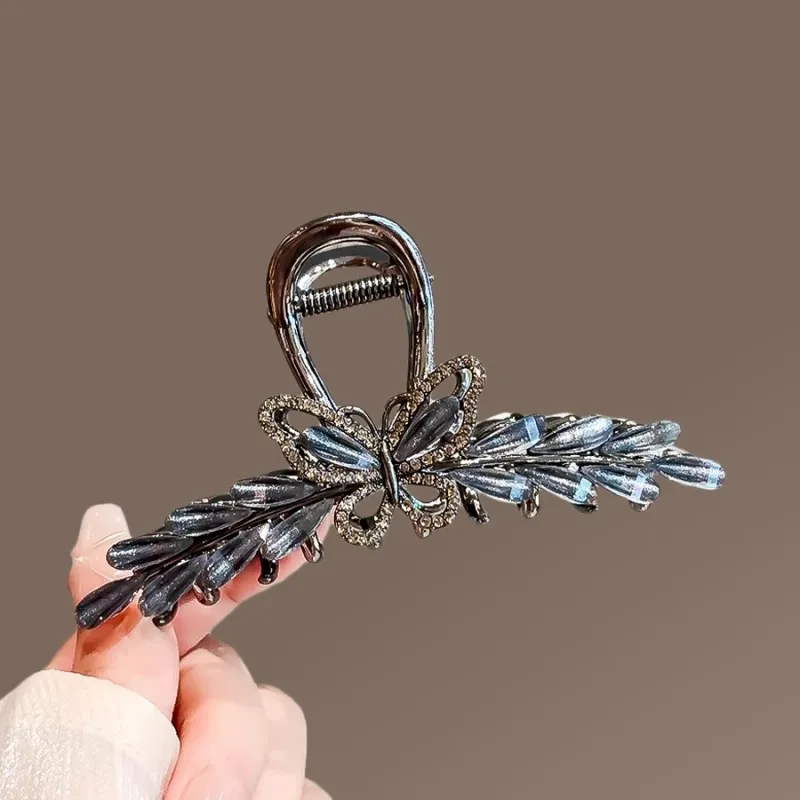 Jiuyi Delicate Rhinestone Rear Headband Hair Clip Shark Clip Women's-2