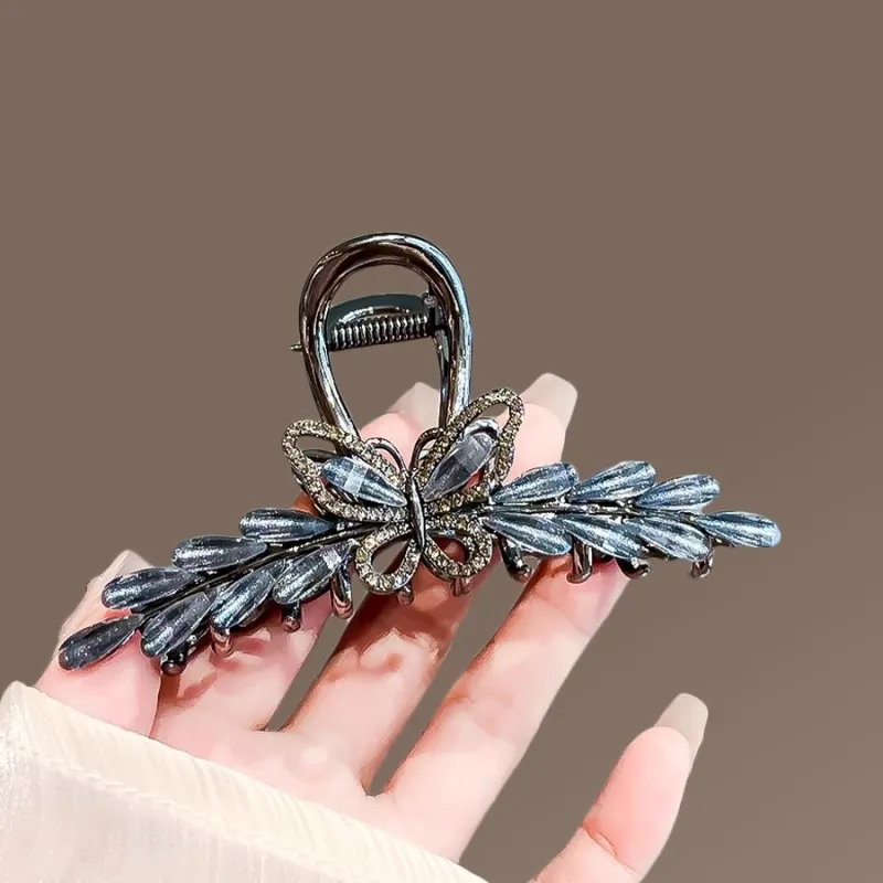 Jiuyi Delicate Rhinestone Rear Headband Hair Clip Shark Clip Women's-3