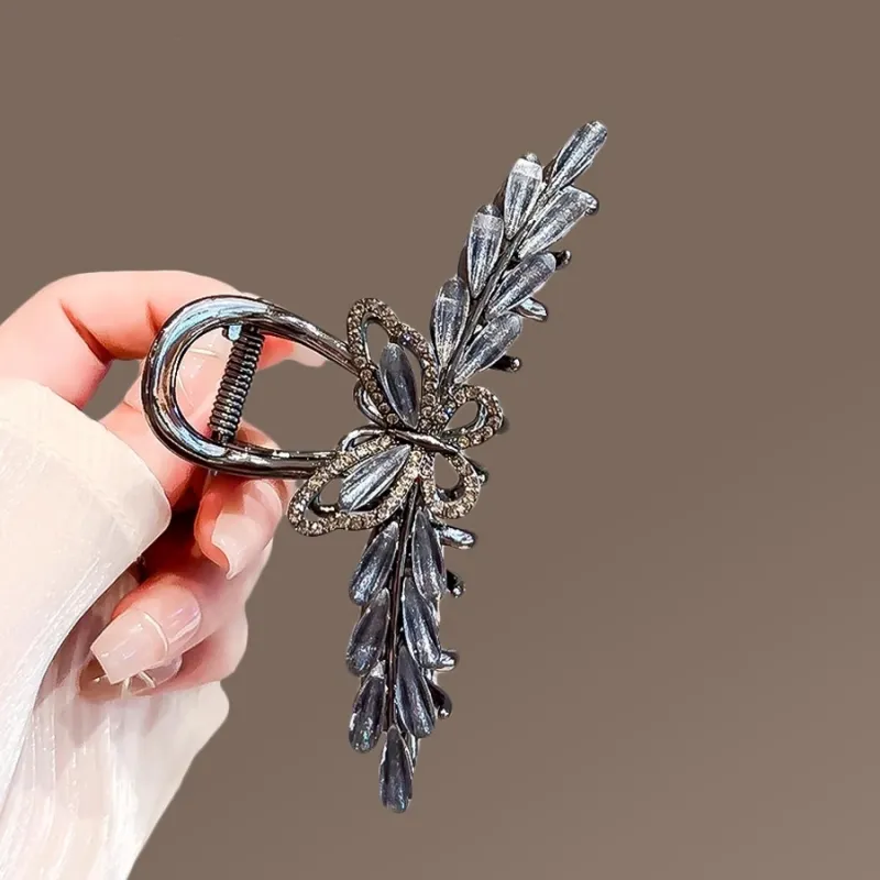 Jiuyi Delicate Rhinestone Rear Headband Hair Clip Shark Clip Women's-4