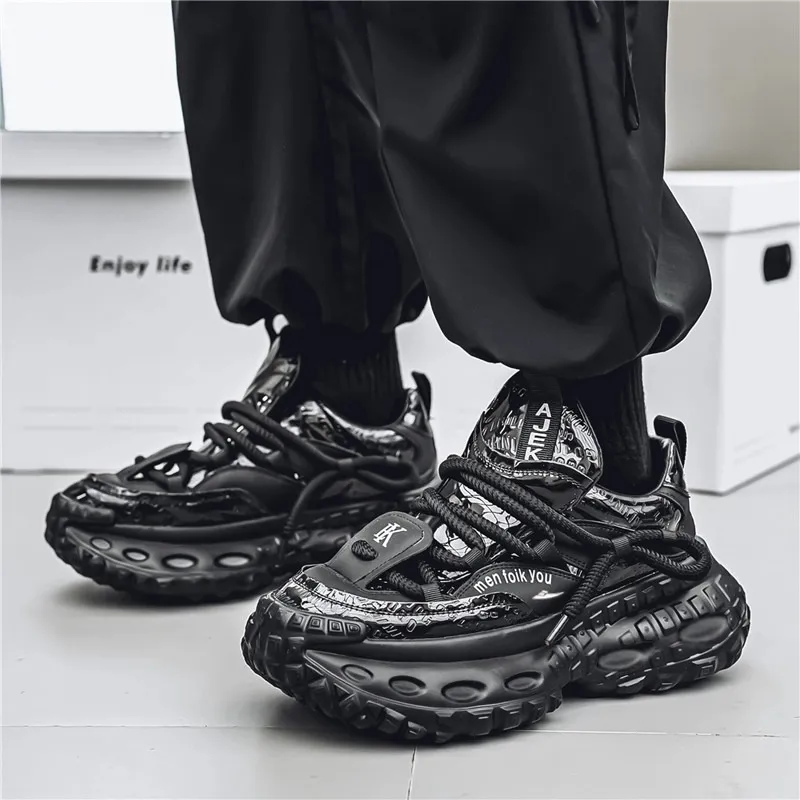 Kuding Anti-Slip And Wear-Resistant Height Increasing Low-Top Chunky Sneakers Men's-8