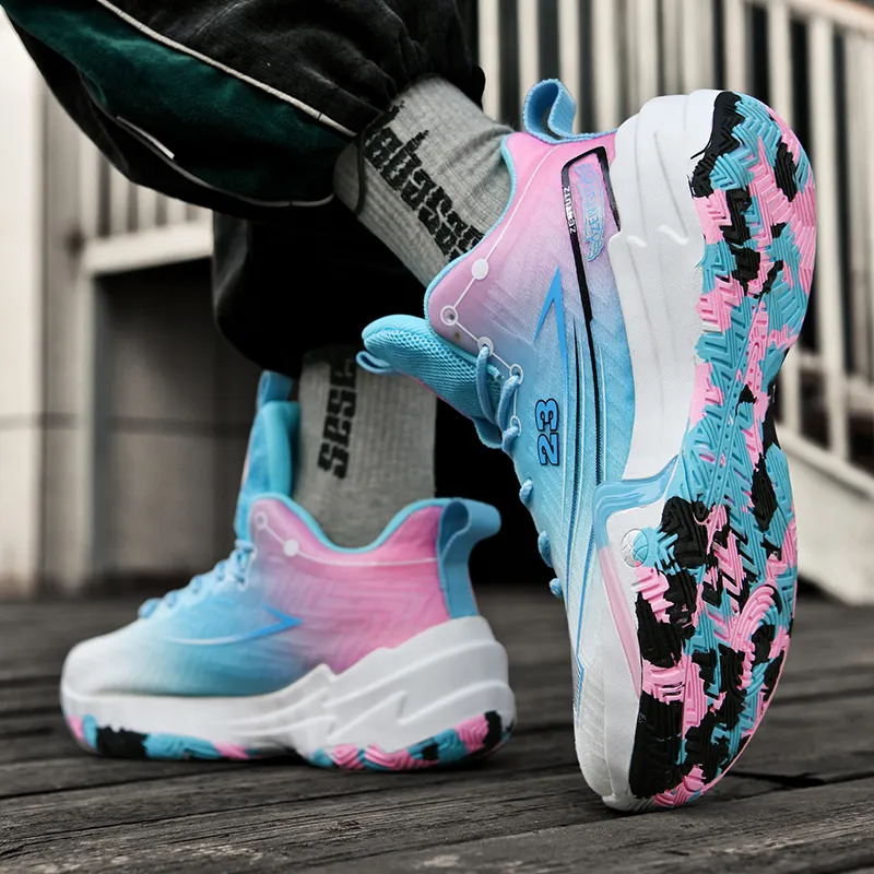 Kuding Cushioning Abrasion Resistant Breathable Mid Top Basketball Shoes Unisex-4