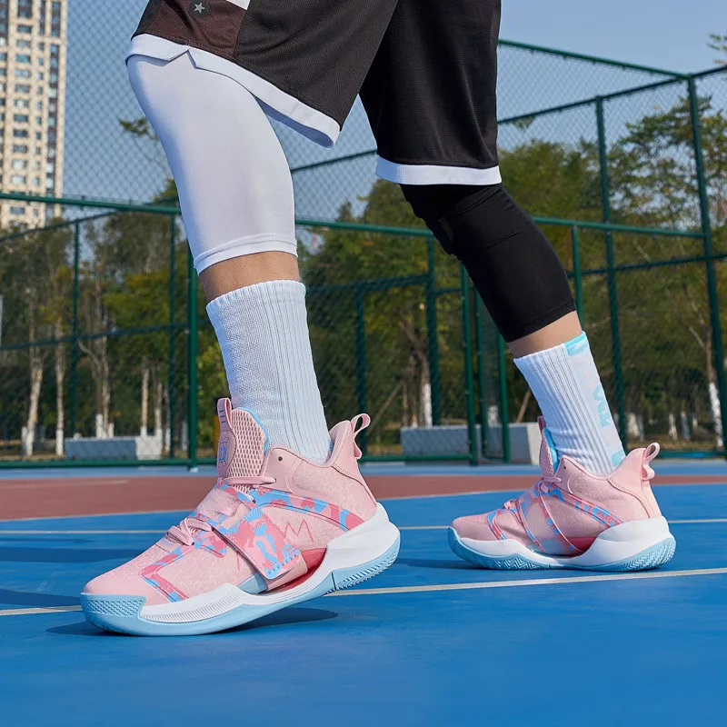 Kuding Cushioned Wear-Resistant Breathable Mid-Top Basketball Shoes Unisex-3