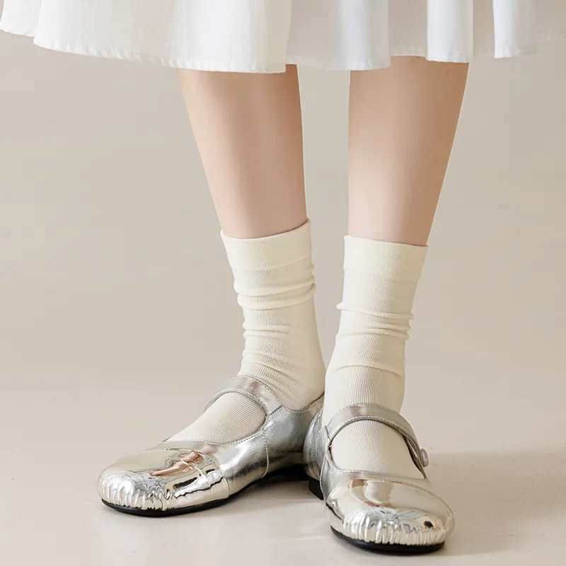 MADALLO Mid Calf Socks Women's 5 Pack White-14