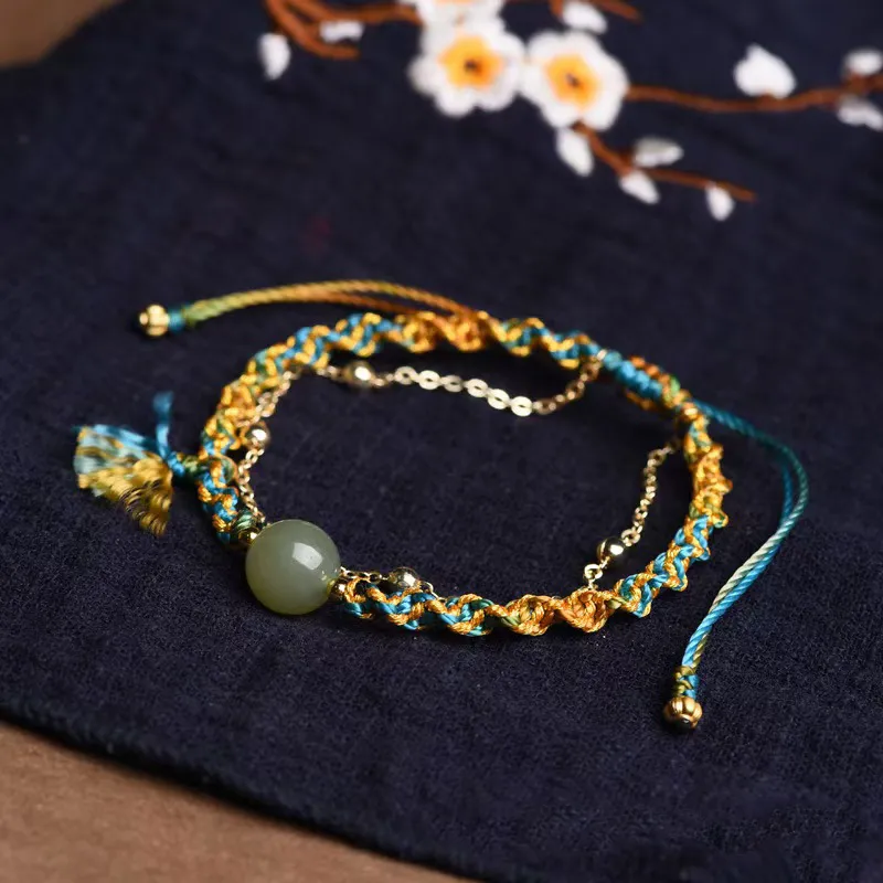 Tsukiran Hetian Jade Bracelets Green Jadeite Women's-3