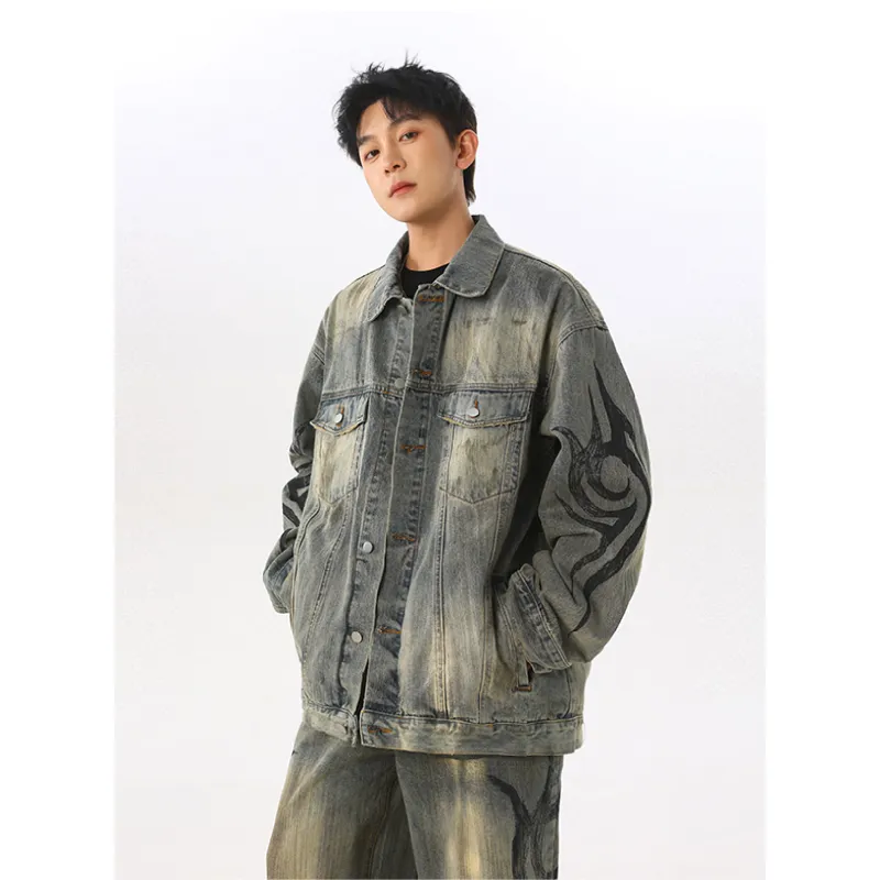 PANDA ADEVIL Denim Jacket Unisex Vintage Blue-3