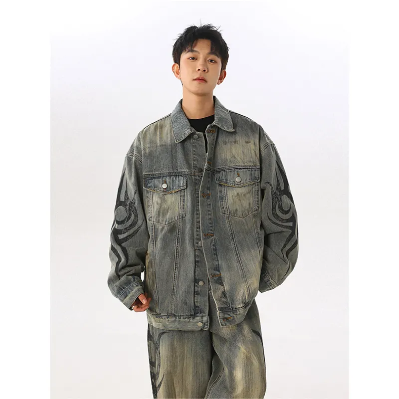 PANDA ADEVIL Denim Jacket Unisex Vintage Blue-4