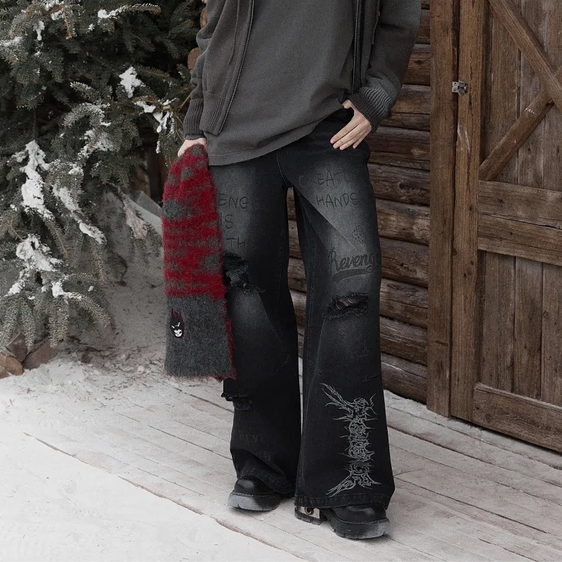 Revenge x Hirono Jeans Unisex Washed Black-3