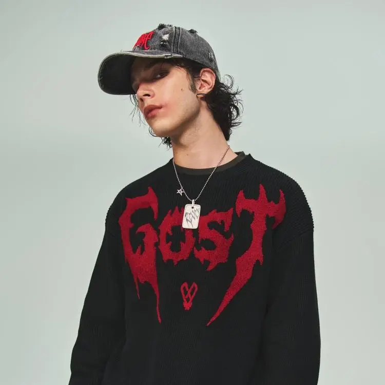 Revenge Knit Logo Crewneck Sweater-5